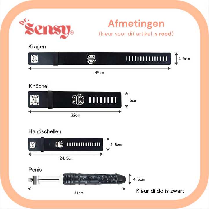 Meubel RVS ROOD - Incl. Dildo 20cm