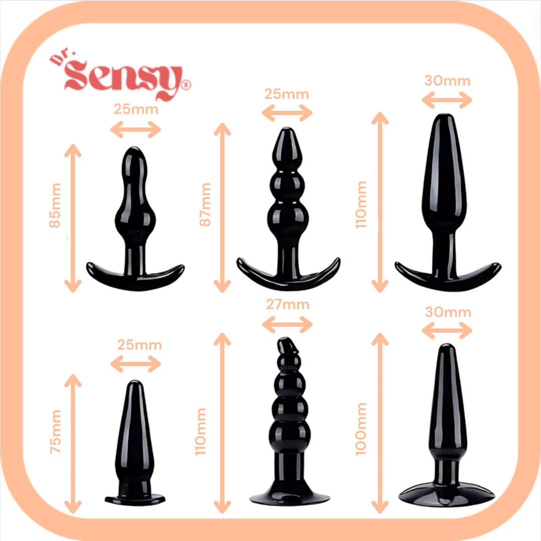 Dr. Sensy Butt Plug Anale Trainer Set van 6 - Zwart