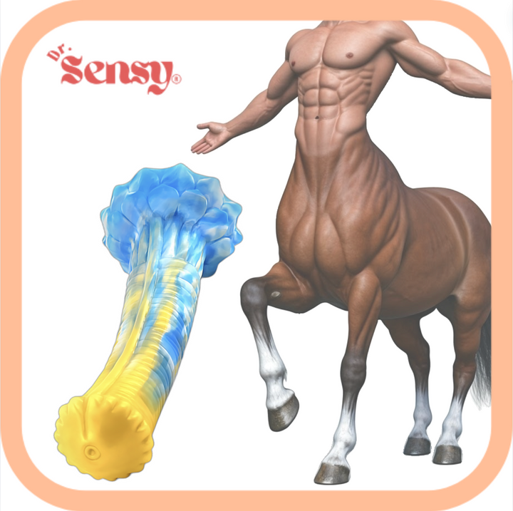 Dr. Sensy  Dildo Horsepower - Blauw/Geel/Wit