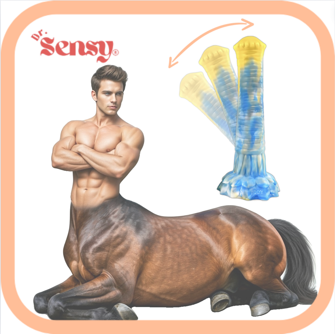 Dr. Sensy  Dildo Horsepower - Blauw/Geel/Wit