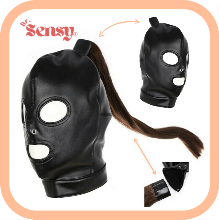 Dr. Sensy BDSM Masker met Paardenstaart - Zwart