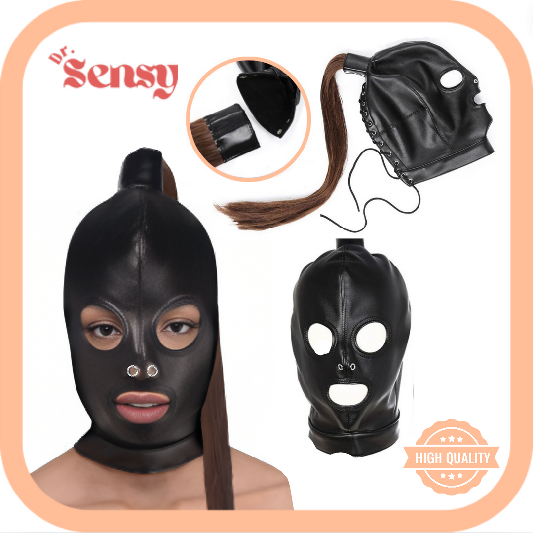 Dr. Sensy BDSM Masker met Paardenstaart - Zwart