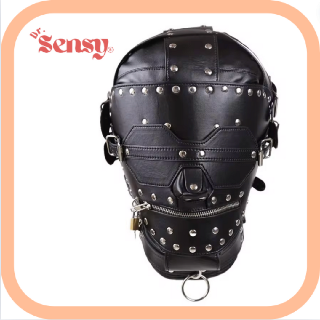 Dr. Sensy BDSM Masker dicht + Rits - Zwart - Verstelbaar