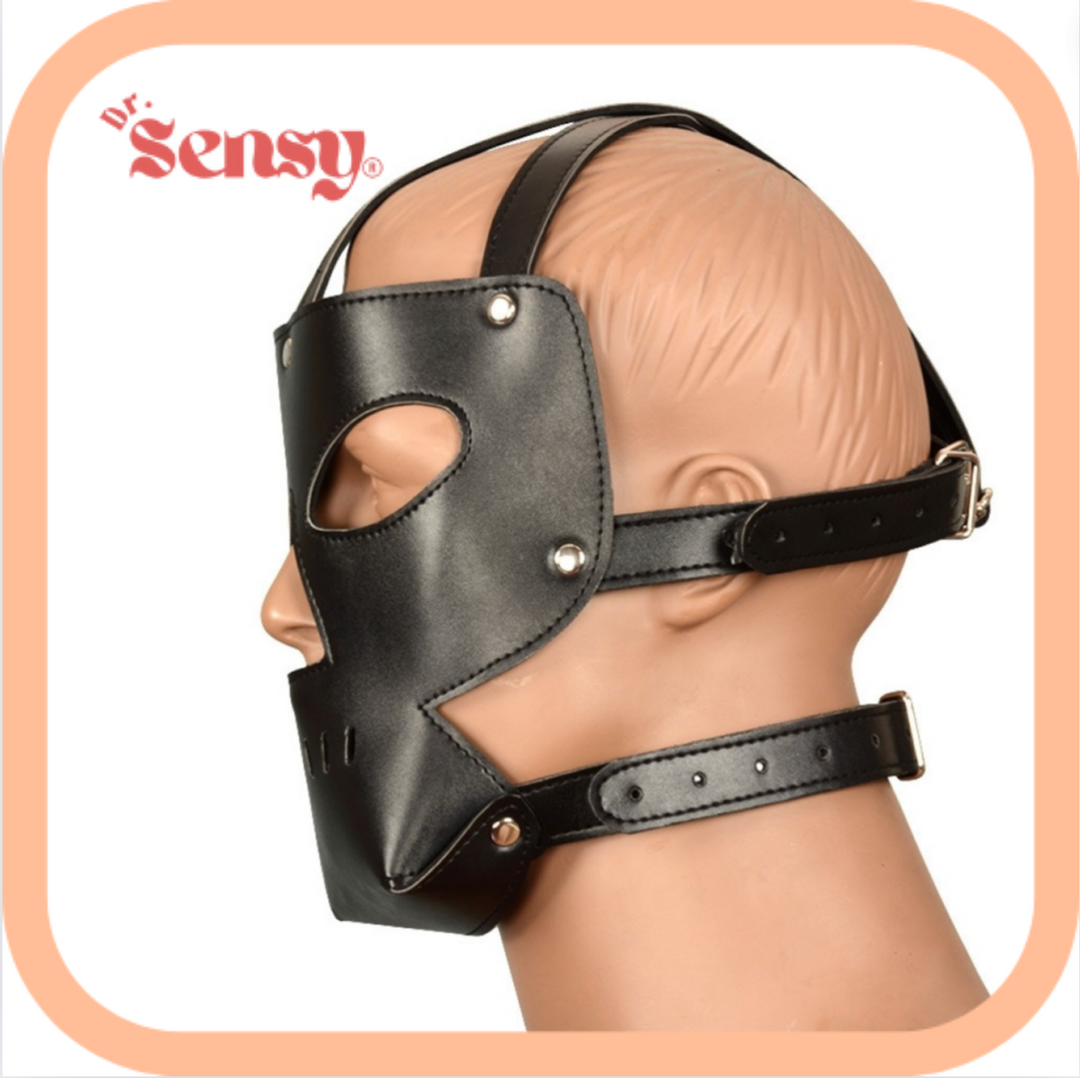 Dr. Sensy BDSM Masker Half Open - PU Leer - Zwart