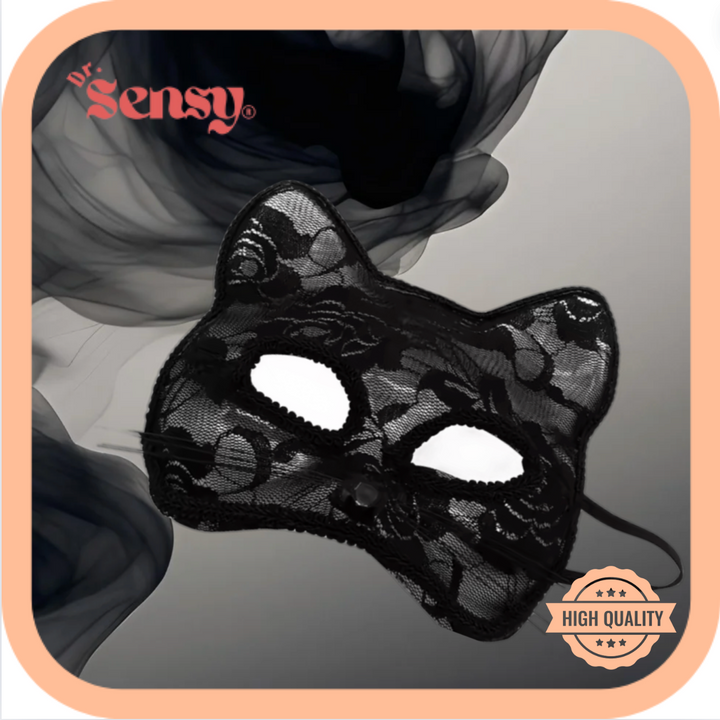 Dr. Sensy Kanten Kitten Katten Masker - Zwart