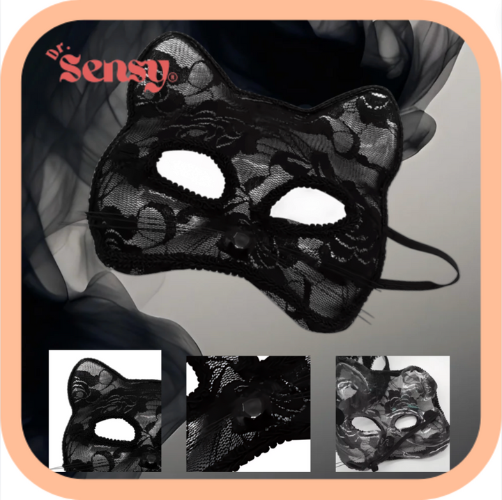 Dr. Sensy Kanten Kitten Katten Masker - Zwart