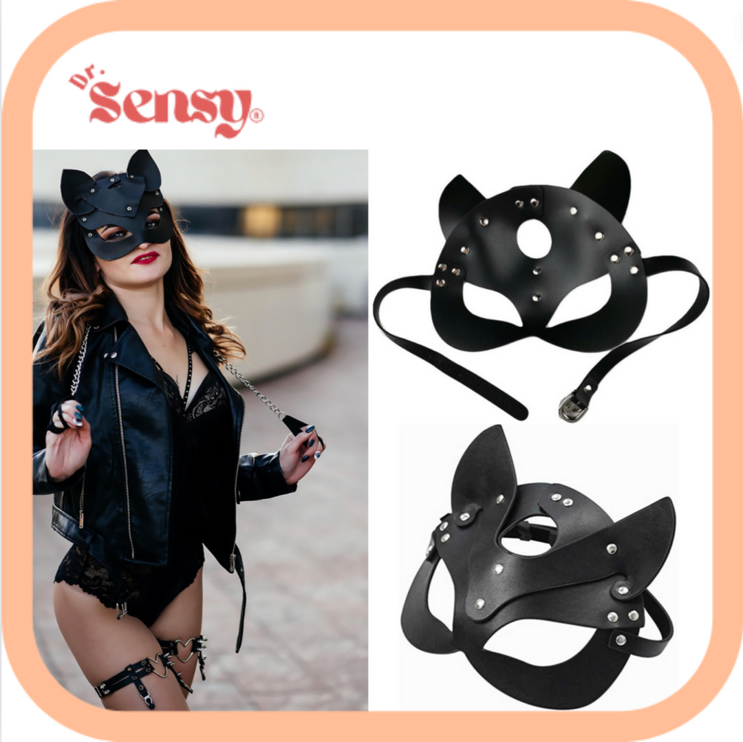 Dr. Sensy Leren Catwomen Masker - Zwart