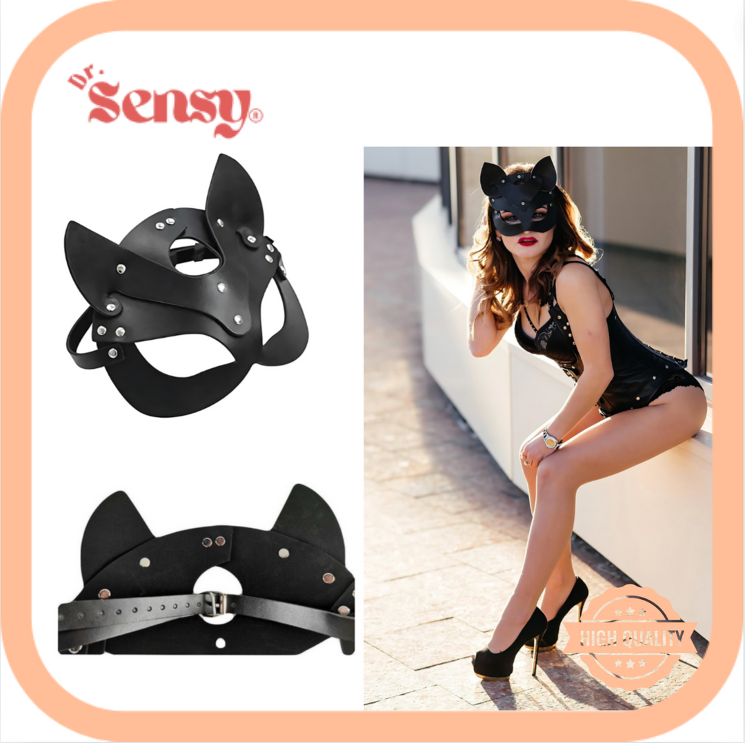 Dr. Sensy Leren Catwomen Masker - Zwart