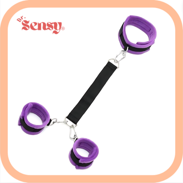 Dr. Sensy BDSM Nylon Hals + Boeien - Zwart-Paars