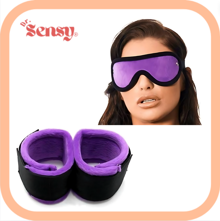 Dr. Sensy BDSM Nylon Hals + Boeien - Zwart-Paars