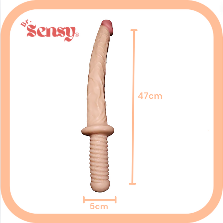 Dr. Sensy Beige Handvat Dildo - 47 CM - Beige