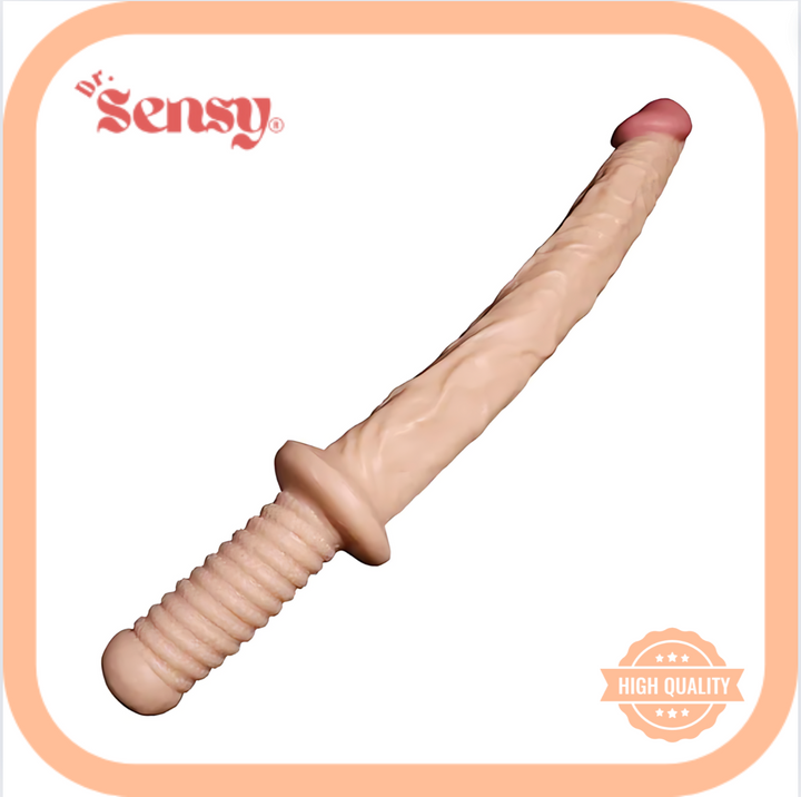 Dr. Sensy Beige Handvat Dildo - 47 CM - Beige