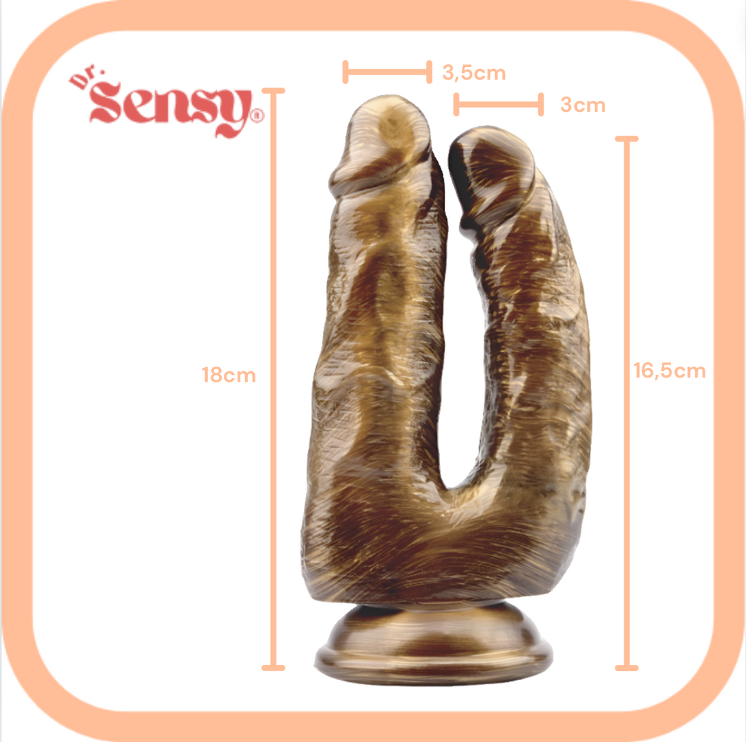 Dr. Sensy Dubbele Dildo Bruin - Goud