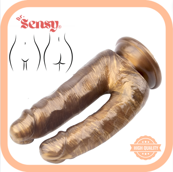 Dr. Sensy Dubbele Dildo Bruin - Goud