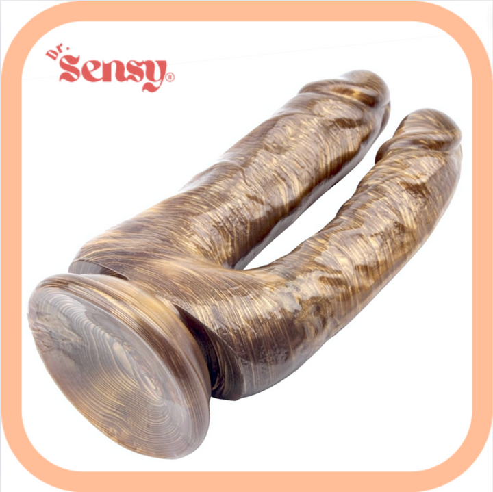 Dr. Sensy Dubbele Dildo Bruin - Goud