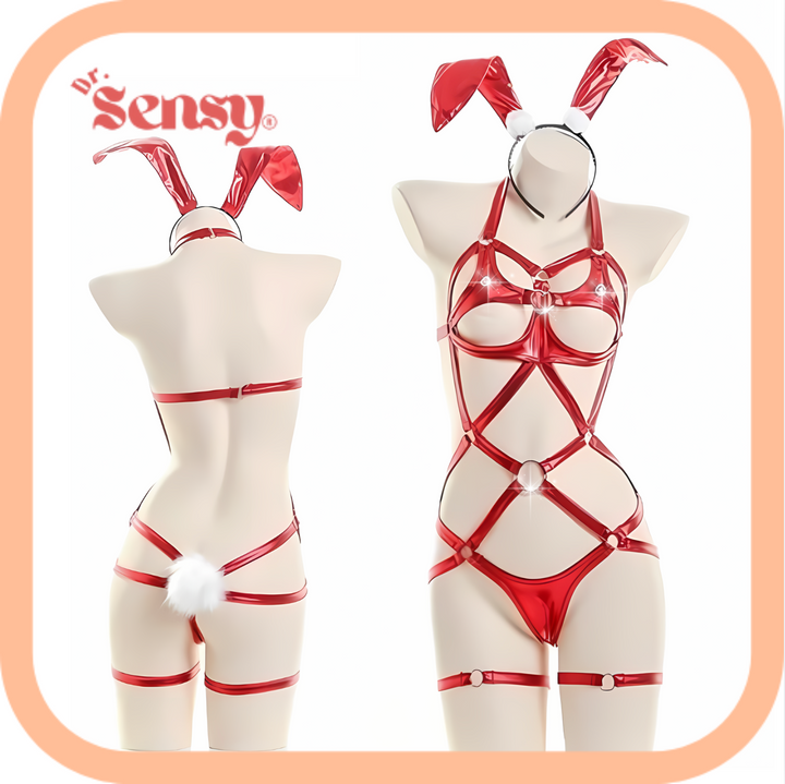 Dr. Sensy Sexy Roleplay Konijn Lingerie Set - Rood