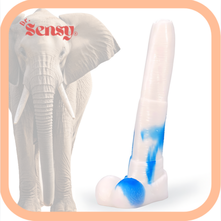 Dr. Sensy Olifant Slurf Dildo - Blauw/Wit - 27 CM