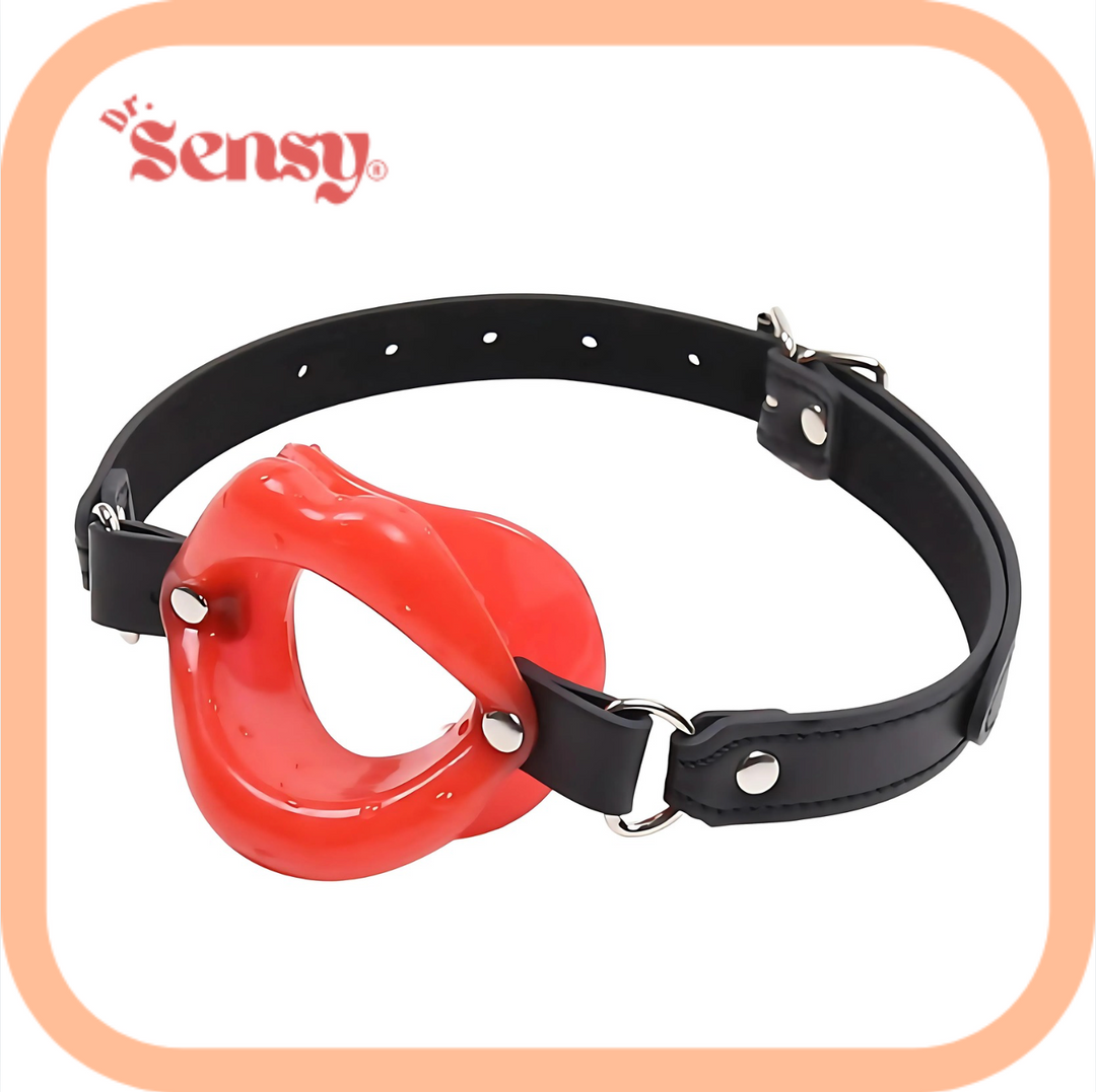 Dr. Sensy Gag Open Mond met Lippen - Zwart en Rood