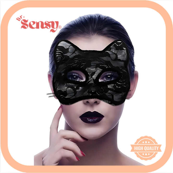 Dr. Sensy Kanten Kitten Katten Masker - Zwart