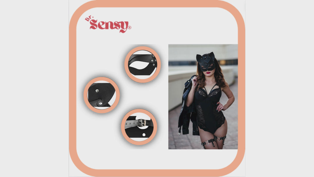 Dr. Sensy Leren Catwomen Masker - Zwart