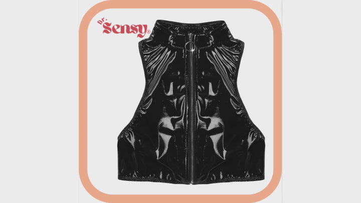 Dr. Sensy BDSM Latex Vrouwen Top/vest - Zwart - Maten M/L/XL